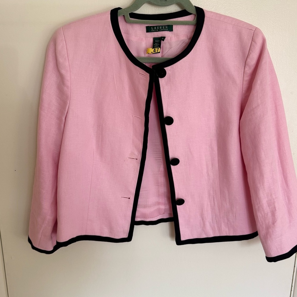 Ralph Lauren Pink and Black Blazer Classic Cropped Style